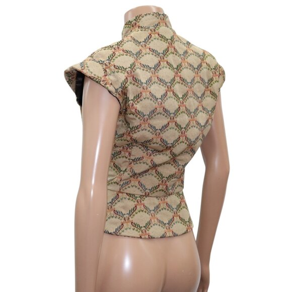 AVANT GARDE Oriental Brocade Vest Top Cap Sleeve S-M - Picture 3 of 8